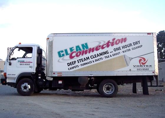 Our carpet cleaning truck, the "Vortex." Known for its power, we can get our water hotter and extraction stronger.