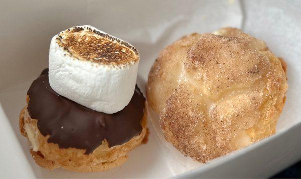 S'mores Cream Puff Churro Eclair