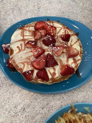 Strawberry cheesecake pancakes