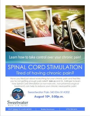 Join us for an education night to learn more about spinal cord stimulation