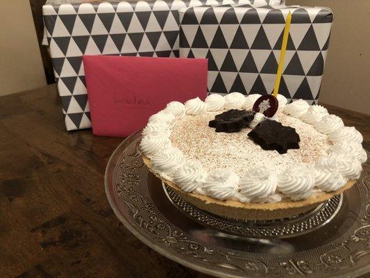 Ice cream pie. Got this for a Thanksgiving birthday! Delicious!