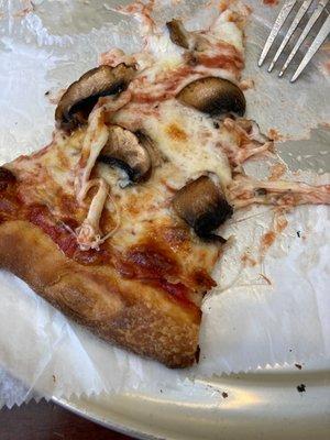 Mushroom pizza, yea we were that hungry .