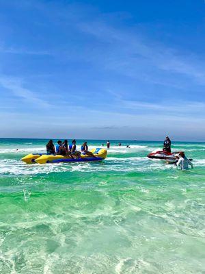 Banana boat rides are fun for the whole family.