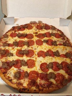 Xtra cheese, sausage, and pepperoni from Albano's.