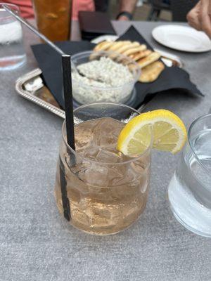 Rose spritz and whitefish pate