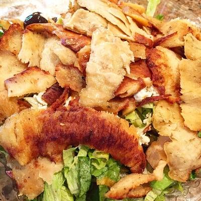 Greek salad with chicken gyro