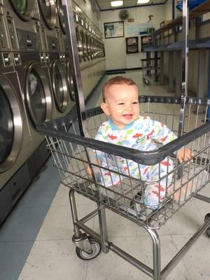 Helping mom with laundry!