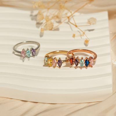 Personalized sterling silver, gold, and rose gold birthstone ring for women.


Available on anavia.com
Production Time: 17-20 days