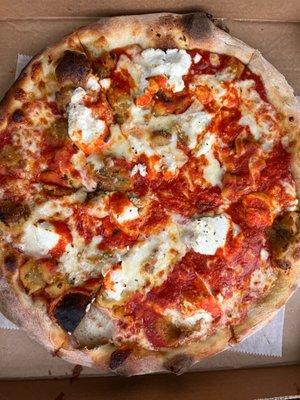 Eggplant Parmigiana pizza