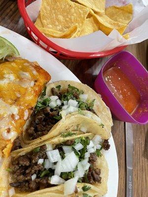 Taco combo with enchilada