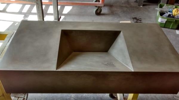 Concrete ramp sink / vanity now at Define Fitness.