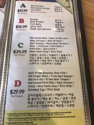 The menu--- kinda disappointed