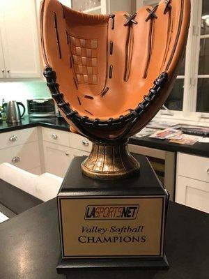 Softball league champions trophy.