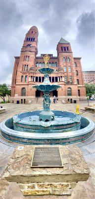 The lady justice sculpture right in front.