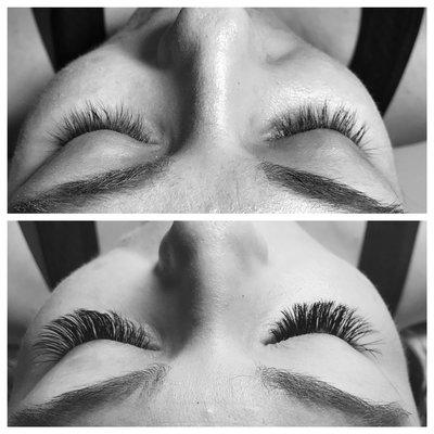 Volume set of lashes before and after