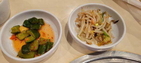 Banchan... cucumber kim chee and seasoned bean sprouts