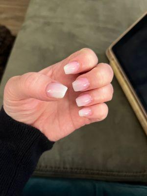 Ombre acrylic nails.