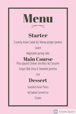 Customized Asian menu