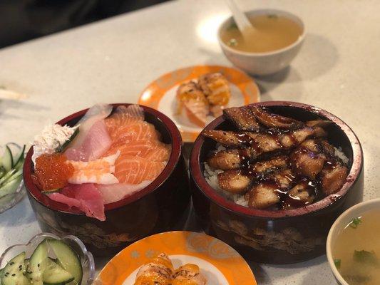 Chirashi Don-Raw and Unagi Don