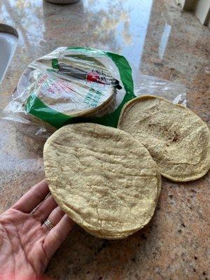 Hard tortillas.  what i was hoping would be fresh tortillas turned hard unappetizing