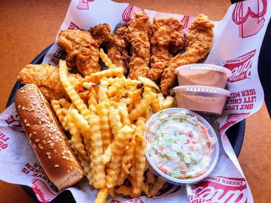 Chicken Tenders/Fingers w/ fries, cole slaw, toast and sauce