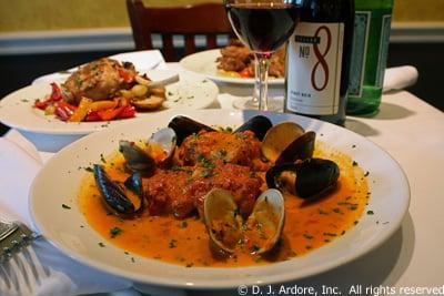 Monkfish with Mussels & Clams in a Tomato Broth