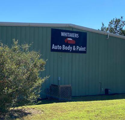 Whitaker's Auto Body Sign visible on the Right Side from Pheasant Lane !