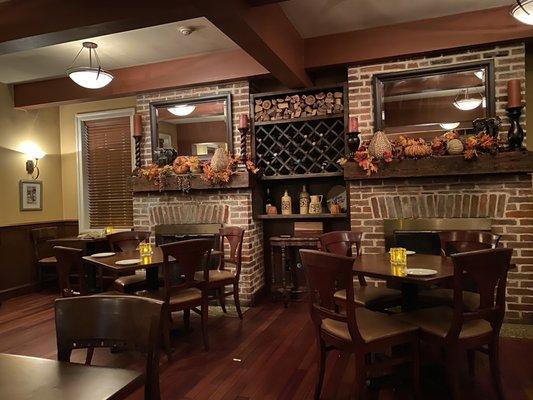 Interior of the restaurant with Fall decor