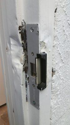 Electric Strike Lock Under Installation