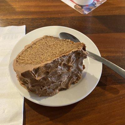 Chocolate pound cake with chocolate icing.