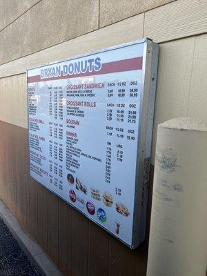 Drive thru menu