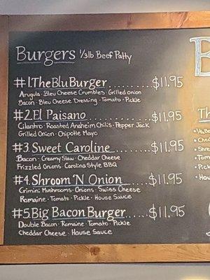 Updated menu/prices