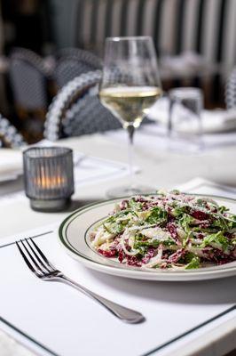 Tricolore Salad: arugula, radicchio, endive, lemon, olive oil, parmesan