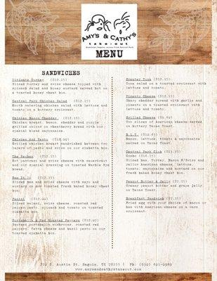 Page 1 of Our Current Menu July 2023