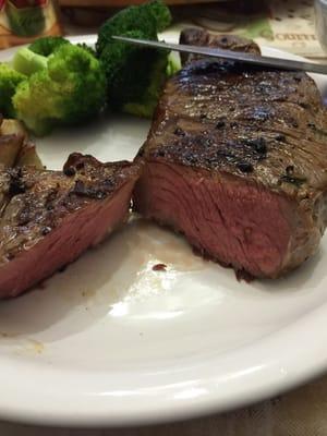 Perfectly cooked NY strip from Trim Rite