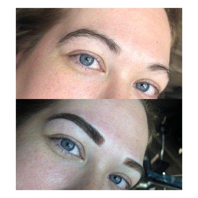 My before and after a powder brow done by Kelsie!