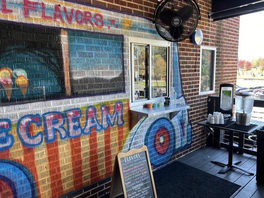 On the patio, ice cream