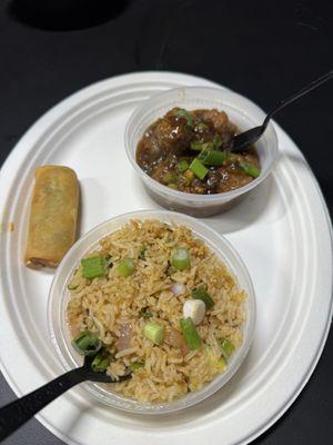 Chicken Manchurian + Veg Fried Rice + spring roll