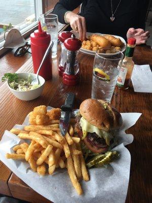 Fish and chips and a jalapeño burger. Yum.