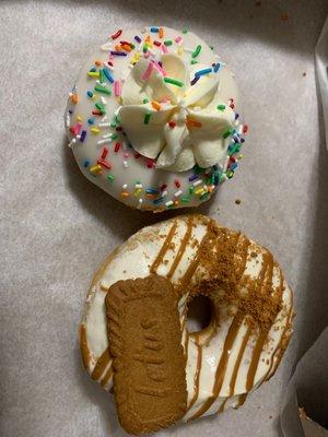 Celebration and biscoff donut