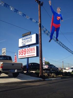 Haha, this was on the Thomas Auto Sale's facebook page and it cracks me up. They call him "Super Credit Man"