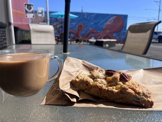 Peach, pecan scone