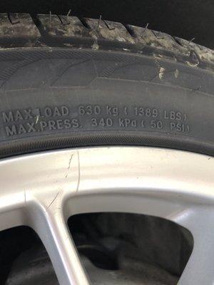 Tire- 34 KPa/ 50psi