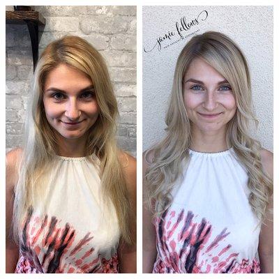 Rooted blonde before and after