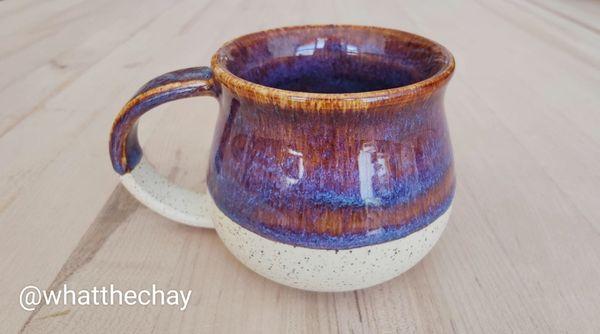 Beautiful wheel thrown cup made with B-Mix Speckled Clay & Amaco Glazes