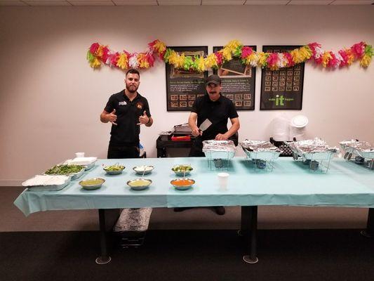 Martin and Ricardo catering for a corporate even. For any business function contact us, we will be happy to help out.