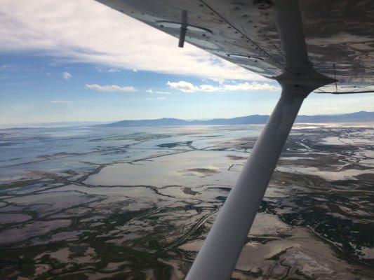 Looking west toward Promontory Point, near the Great Salt Lake.