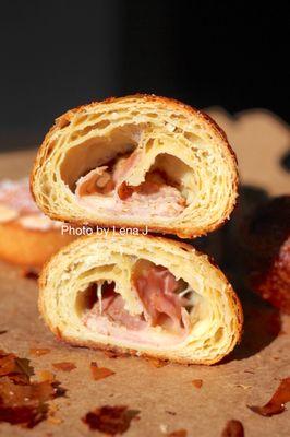 Inside of Ham & Cheese Croissant ($6) - good! Very crispy, flaky surface.