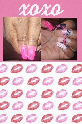 Breast Cancer Awareness Month. Loving  my beautiful nails. Look at double DD's