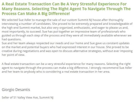 Review from Giorgio Desantis, Summit Nj Home Seller